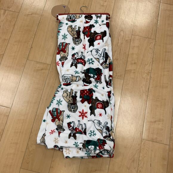 Holiday Dog Pug Beagle French Bulldog dachshund Plush Christmas Throw Blanket - Picture 4 of 13